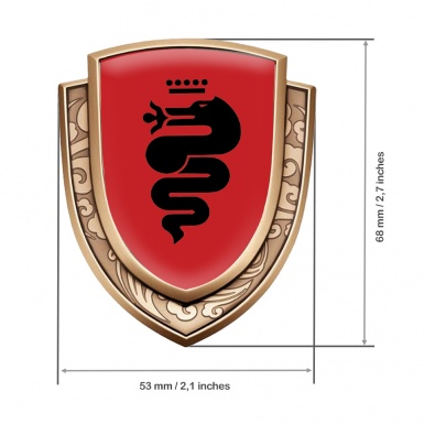Alfa Romeo Bodyside Domed Badge Gold Red Base Black Serpent Edition