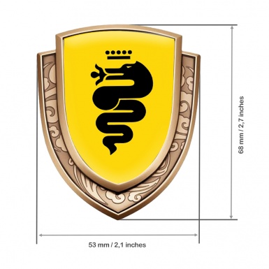 Alfa Romeo Emblem Car Badge Gold Yellow Background Black Logo Edition