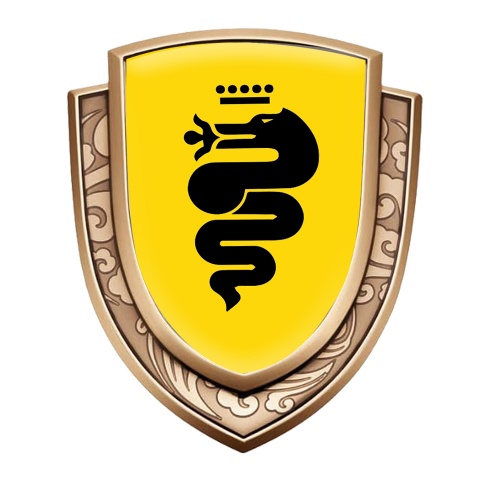 Alfa Romeo Emblem Car Badge Silver Yellow Background Black Logo Edition |  Metal Emblems | Accessories | X-Sticker