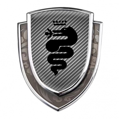 Alfa Romeo Metal Domed Emblem Silver Light Carbon Black Logo Motif
