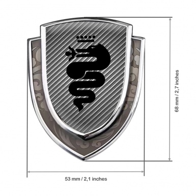 Alfa Romeo Metal Domed Emblem Silver Light Carbon Black Logo Motif