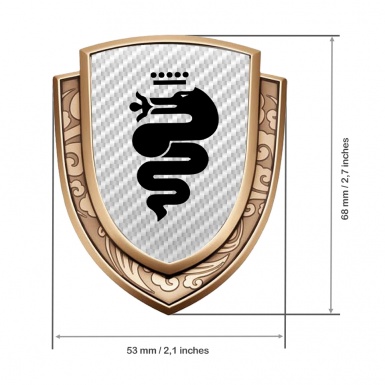 Alfa Romeo Badge Self Adhesive Gold White Carbon Large Serpent Edition