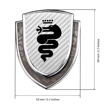 Alfa Romeo Badge Self Adhesive Silver White Carbon Large Serpent Edition