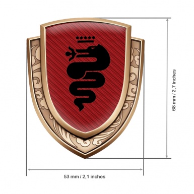 Alfa Romeo Emblem Badge Self Adhesive Gold Red Carbon Big Serpent Logo