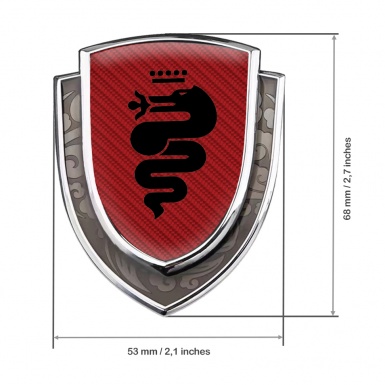 Alfa Romeo Emblem Badge Self Adhesive Silver Red Carbon Big Serpent Logo
