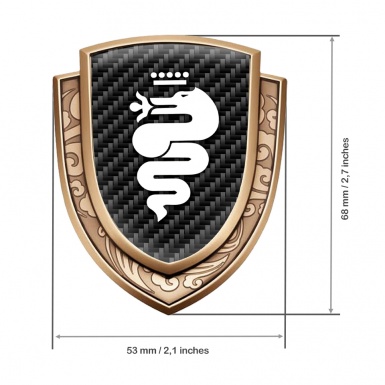 Alfa Romeo Metal Emblem Self Adhesive Gold Black Carbon White Snake Logo