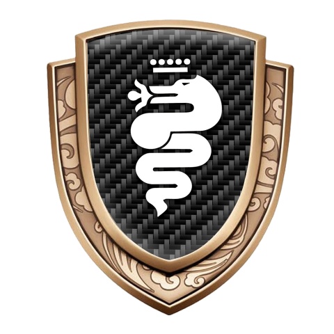 Alfa Romeo Metal Emblem Self Adhesive Gold Black Carbon White Snake Logo