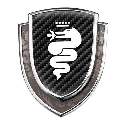 Alfa Romeo Metal Emblem Self Adhesive Silver Black Carbon White Snake Logo