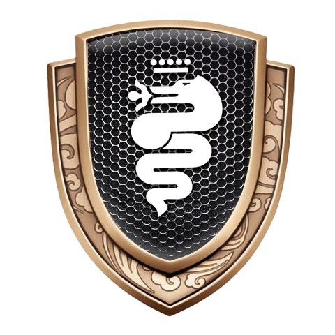 Alfa Romeo Fender Emblem Badge Gold Metallic Grate White Snake Design