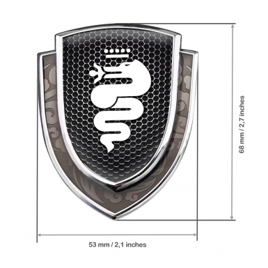 Alfa Romeo Fender Emblem Badge Silver Metallic Grate White Snake Design