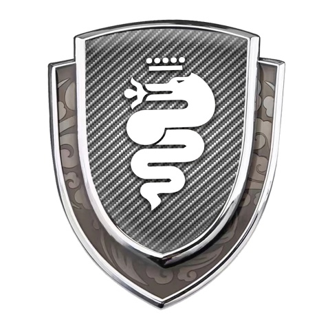 Alfa Romeo Emblem Trunk Badge Silver Light Carbon White Logo Edition