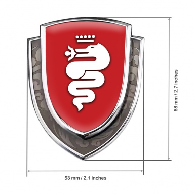 Alfa Romeo Emblem Self Adhesive Silver Red Background White Serpent Edition
