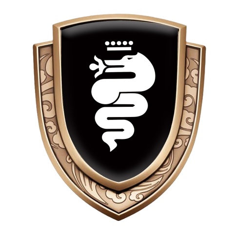 Alfa Romeo Emblem Badge Gold Black Background Big Serpent Design