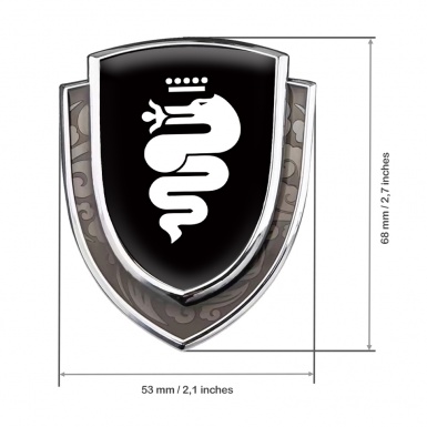 Alfa Romeo Emblem Badge Silver Black Background Big Serpent Design