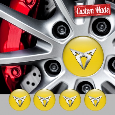 Seat Cupra Emblem for Center Wheel Caps Yellow Base Light Logo Motif