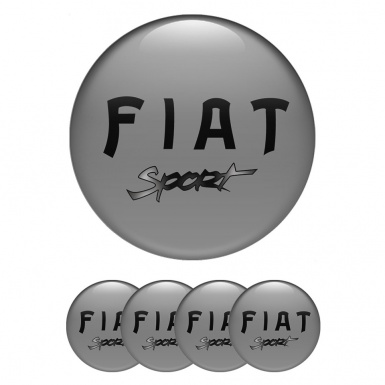 Fiat Sport Stickers for Wheels Center Caps Dark Grey Black Logo Motif