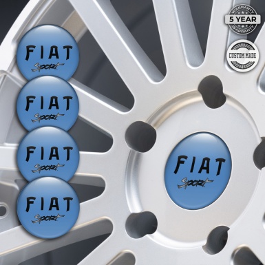 Fiat Sport Emblem for Center Wheel Caps Glacial Blue Black Gradient Logo