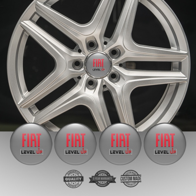Fiat Wheel Emblem for Center Caps Grey Base Level Up Slogan Design ...