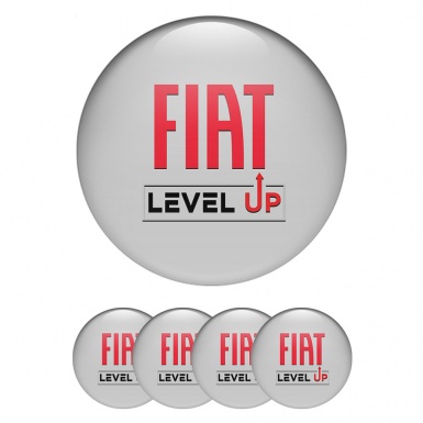 Fiat Emblem for Center Wheel Caps Light Grey Level Up Slogan Design