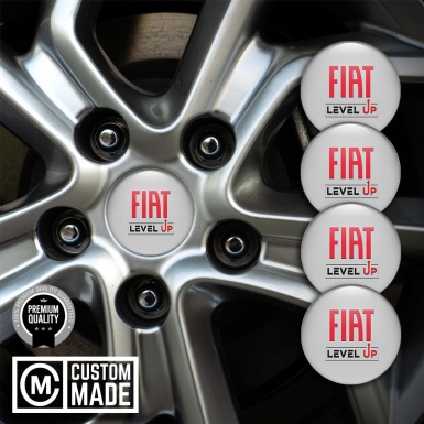 Fiat Emblem for Center Wheel Caps Light Grey Level Up Slogan Design