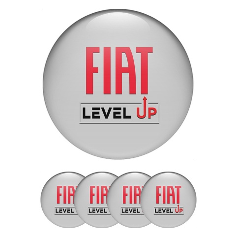 Fiat Emblem for Center Wheel Caps Light Grey Level Up Slogan Design