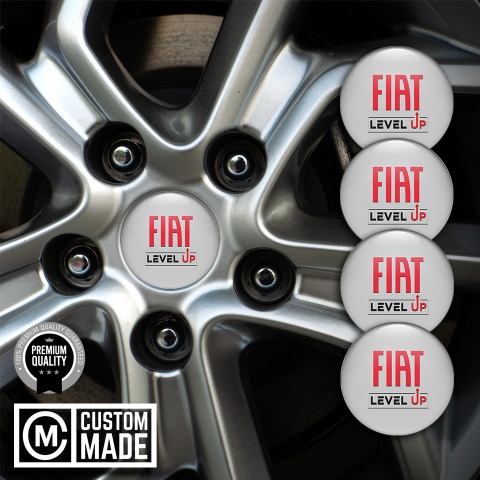 Fiat Level Up Radkappen Aufkleber Silikon Grau Design 