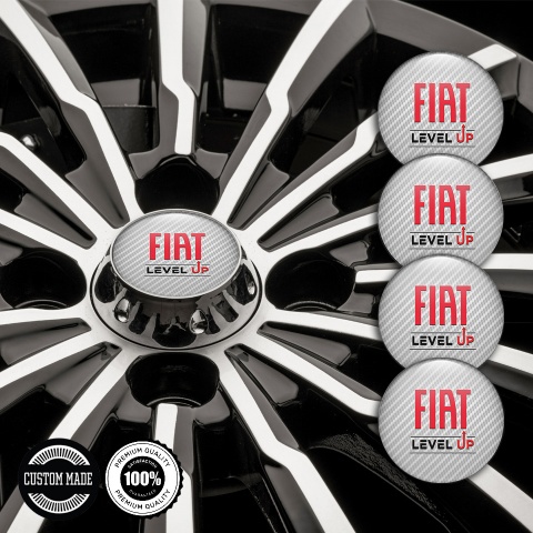 Fiat Emblems for Center Wheel Caps White Carbon Level Up Edition