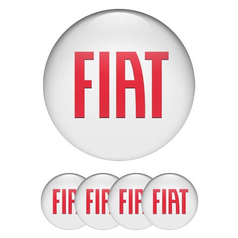 Fiat Center Caps Wheel Emblem White Base Big Red Logo Design