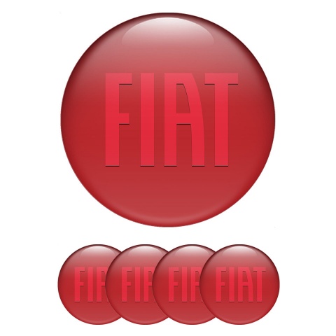 Fiat Domed Stickers for Wheel Center Caps Red Base Big Classic Logo