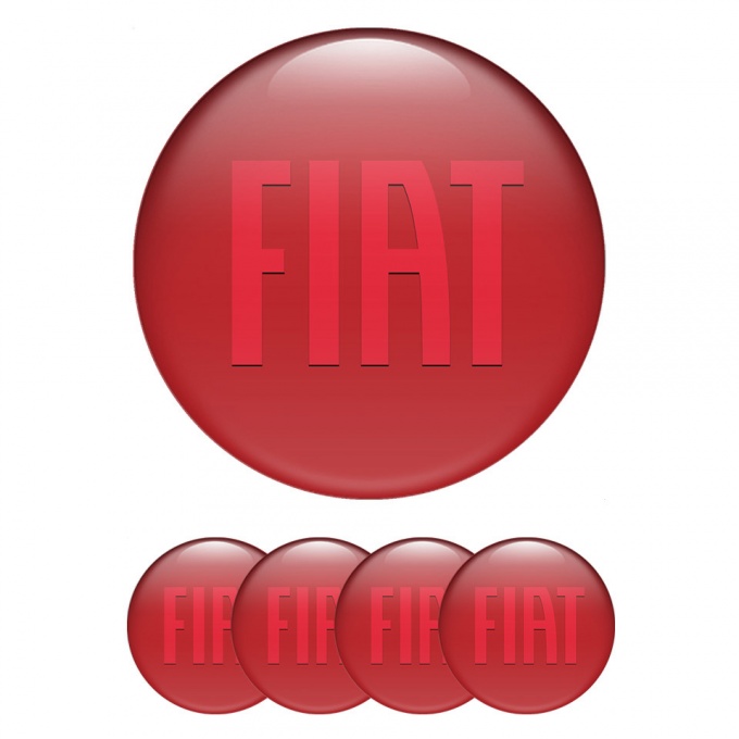 Fiat Domed Stickers for Wheel Center Caps Red Base Big Classic Logo