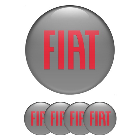 Fiat Wheel Emblem for Center Caps Grey Base Big Red Classic Logo