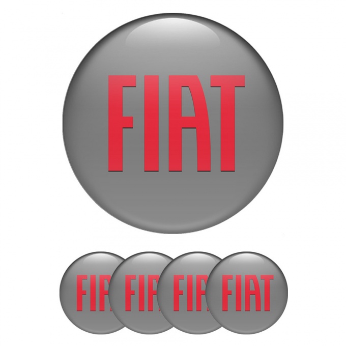 Fiat Wheel Emblem for Center Caps Grey Base Big Red Classic Logo