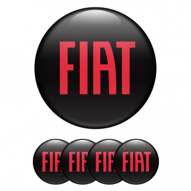 Fiat Stickers for Wheels Center Caps Black Background Red Logo Design