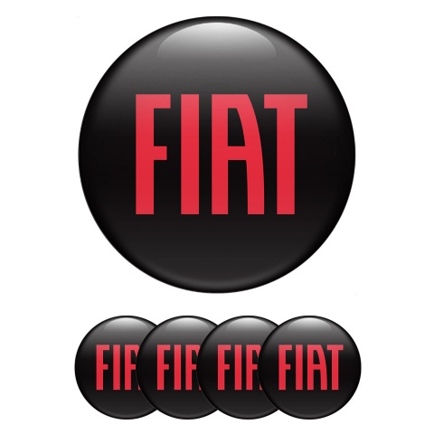 Fiat Stickers for Wheels Center Caps Black Background Red Logo Design