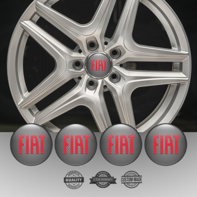 Fiat Emblem for Wheel Center Caps Light Carbon Red Classic Logo Motif