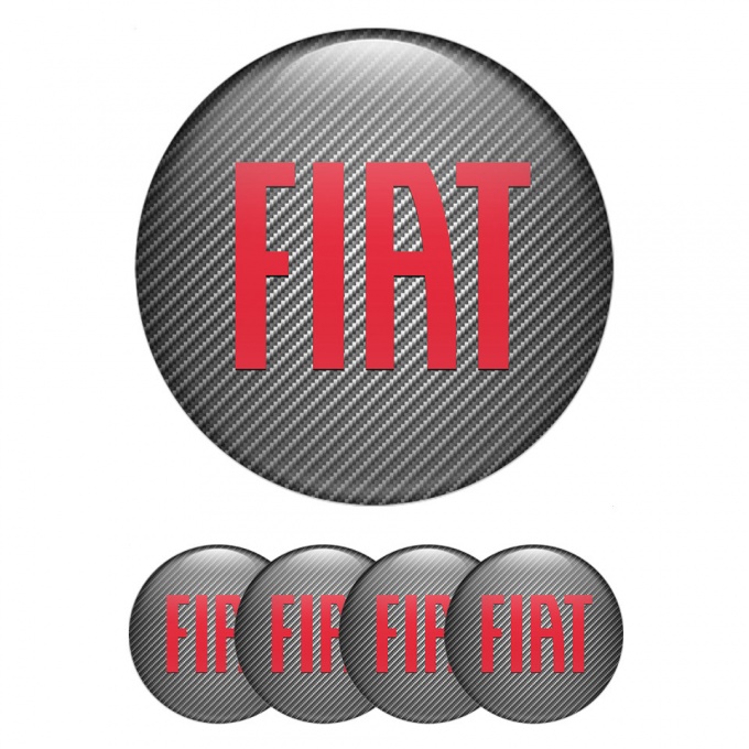 Fiat Emblem for Wheel Center Caps Light Carbon Red Classic Logo Motif