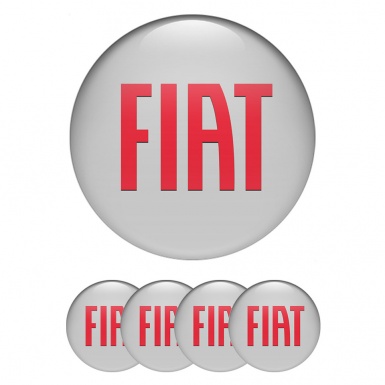 Fiat Domed Stickers for Wheel Center Caps Ash Grey Big Red Logo