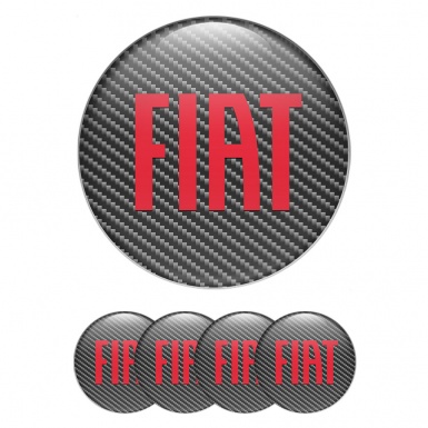 Fiat Wheel Emblem for Center Caps Dark Carbon Big Red Logo