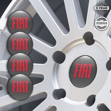 Fiat Wheel Emblem for Center Caps Dark Carbon Big Red Logo