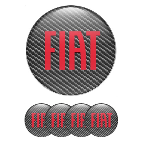 Fiat Wheel Emblem for Center Caps Dark Carbon Big Red Logo