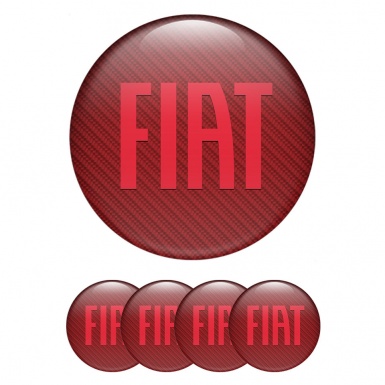 Fiat Emblem for Wheel Center Caps Red Carbon Crimson Logo Edition