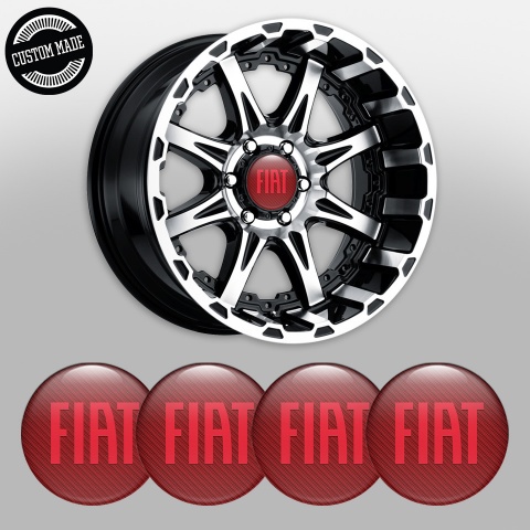 Fiat Aufkleber Felgenemblem Silikon Rot Carbon Basis