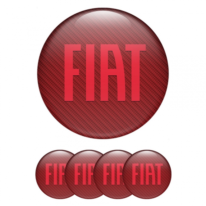 Fiat Emblem for Wheel Center Caps Red Carbon Crimson Logo Edition