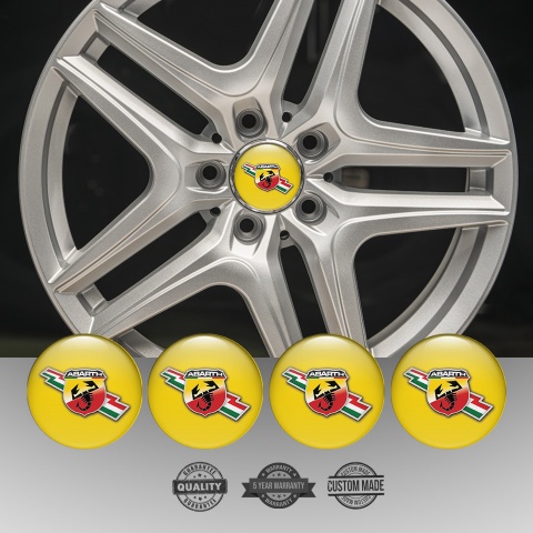 Fiat Abarth Emblem for Center Wheel Caps Yellow Fill Lightning Edition