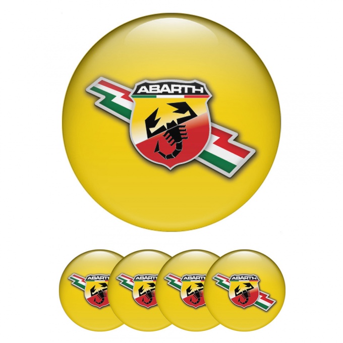 Fiat Abarth Emblem for Center Wheel Caps Yellow Fill Lightning Edition