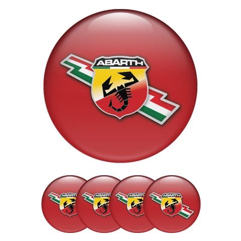 Fiat Abarth Center Wheel Caps Stickers Red Fill Lightning Logo Design