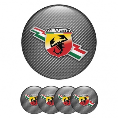 Fiat Abarth Center Caps Wheel Emblem Light Carbon Lightning Design