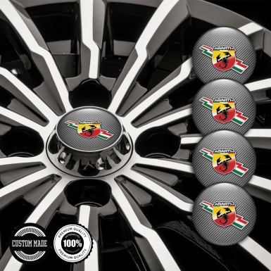 Fiat Abarth Center Caps Wheel Emblem Light Carbon Lightning Design