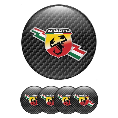 Fiat Abarth Stickers for Wheels Center Caps Black Carbon Lightning Edition