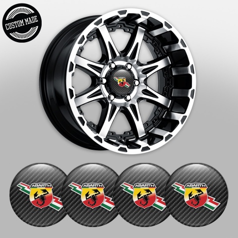 Fiat Abarth Stickers for Wheels Center Caps Black Carbon Lightning Edition